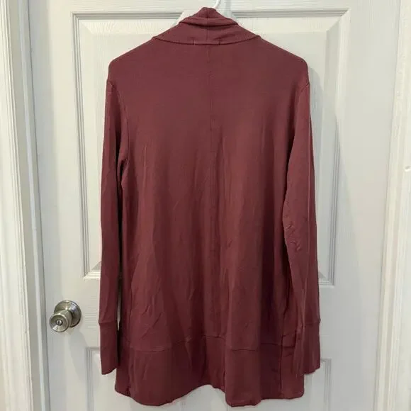 Athleta Pranayama Wrap Long Line Cardigan Medium Tawny Rose Mauve Lounge Cozy - Picture 13 of 13